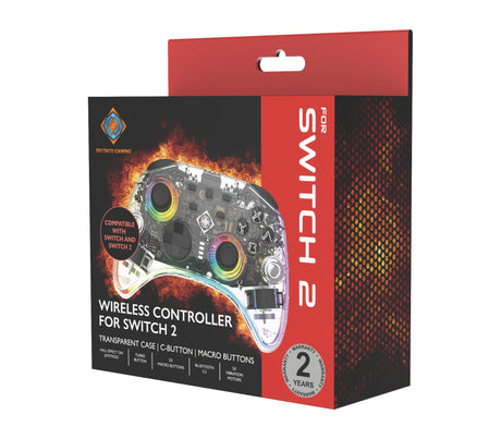 Wireless transparent Switch 2 controller with C-button, RGB deltaco_gaming