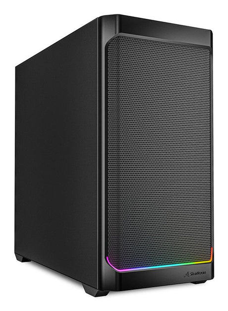 Sort Sharkoon MK4 RGB Strip kabinet med meshfront og smal RGB-stribe