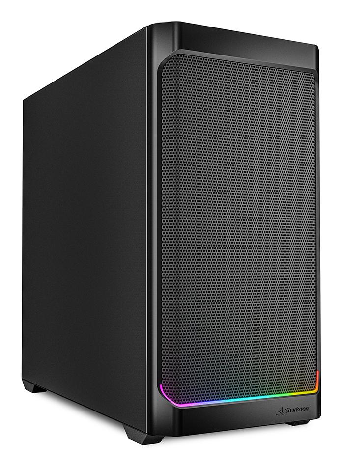 Sharkoon MK4 RGB Strip Black Mesh Front ARGB Strip 2x 120mm Fans USB-C BTF Micro-ATX Gaming PC Case Sharkoon