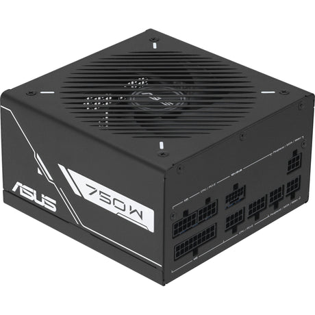 ASUS PRIME-750G – sort strømforsyning set skråt med modulære stik