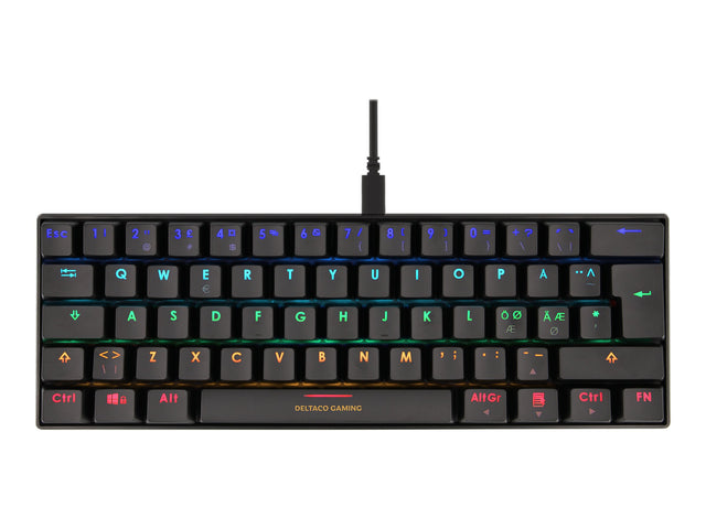 DELTACO GAMING GAM-075B Tastatur Mekanisk RGB Kabling Pan Nordic Deltaco