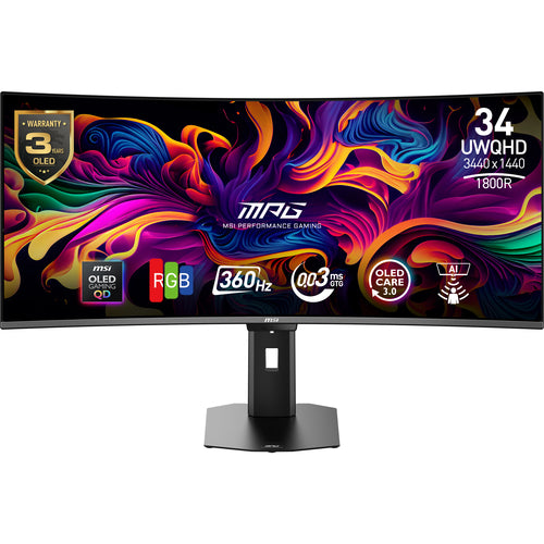 MSI MPG 341CQRDE QD-OLED X36 – 34″ gamingskærm, 3440 × 1440, 360 Hz