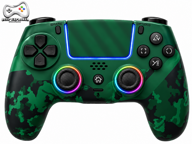 Deep Explorer Pro RGB Camo Green – grøn camouflage controller til PS5 – forside