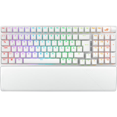 ASUS ROG Strix Scope II 96 – hvidt tastatur med håndledsstøtte – producentens layoutillustration