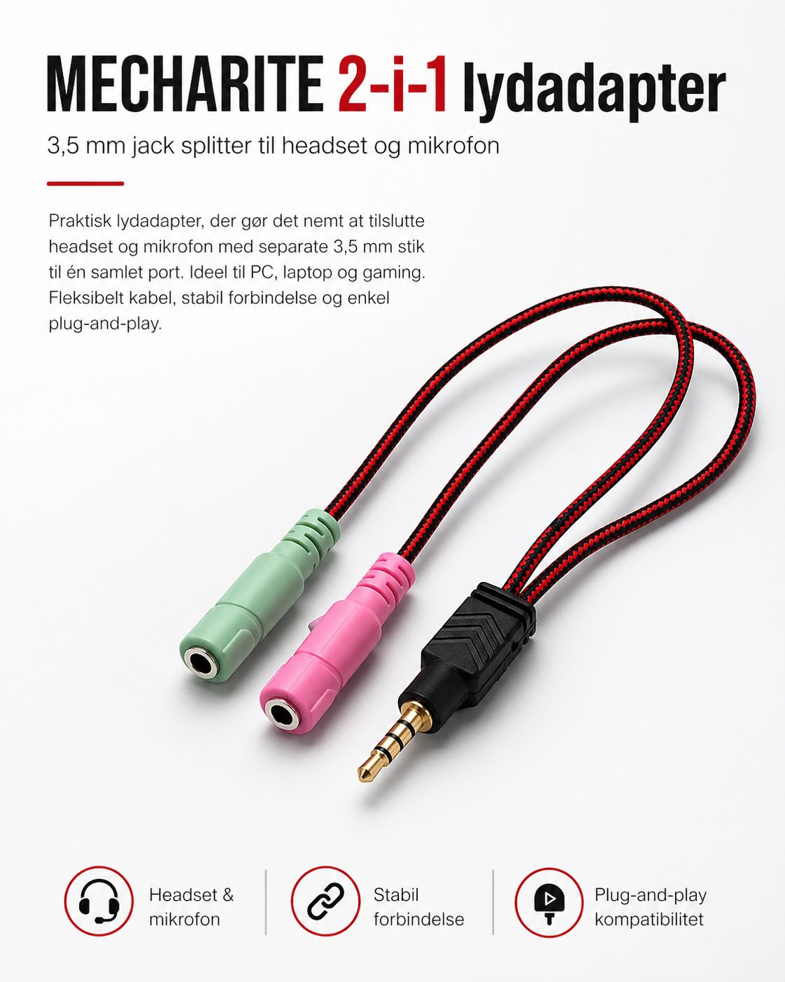 MECHARITE - 2-1 - Lydadapter Jack Samler