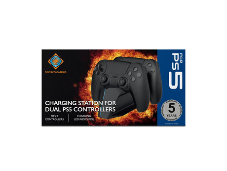 Sort Deltaco Gaming GAM-147-ladestation til PS5-controllere – emballagens forside