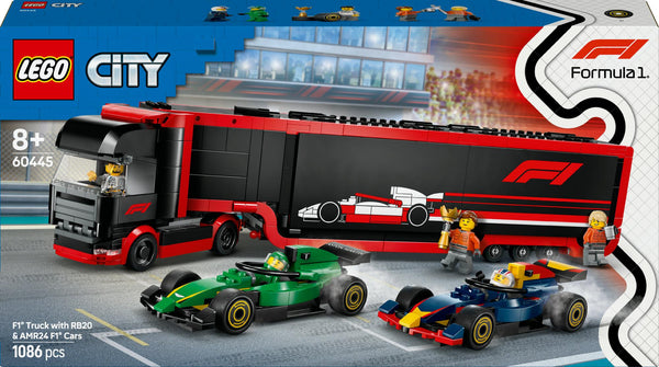 LEGO 60445 City F1 Transporter mit RB20 & AMR24 F1 Rennwagen