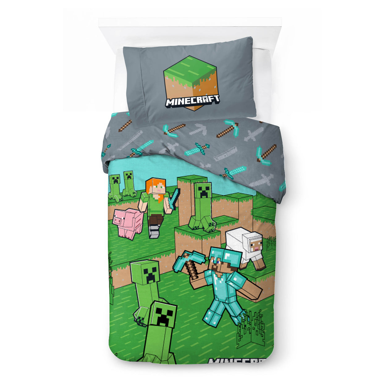 Bed Linen - Adult Size 140 x 200 cm - Minecraft Animals & Mobs (1029637) BrandMac