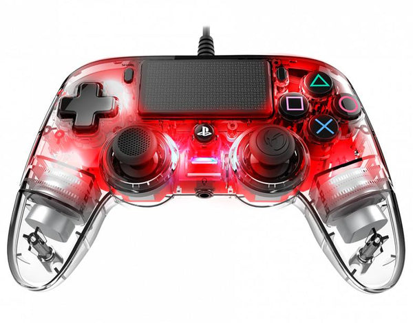 NACON Wired Compact Controller – Rød Transparent Gamepad til PS4 & PC