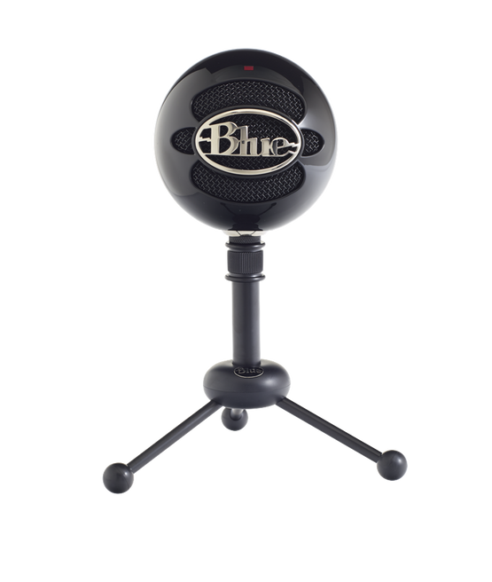 Blau – Mikrofon-Schneeball, glänzendes Schwarz