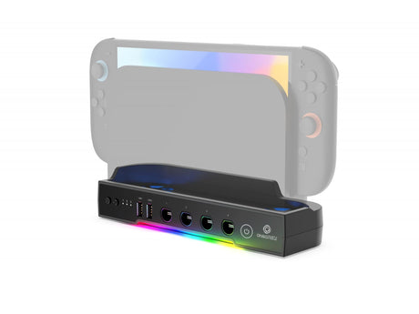Sort Oniverse-multifunktionsstander til Nintendo Switch 2 – med Switch 2 og RGB-lys