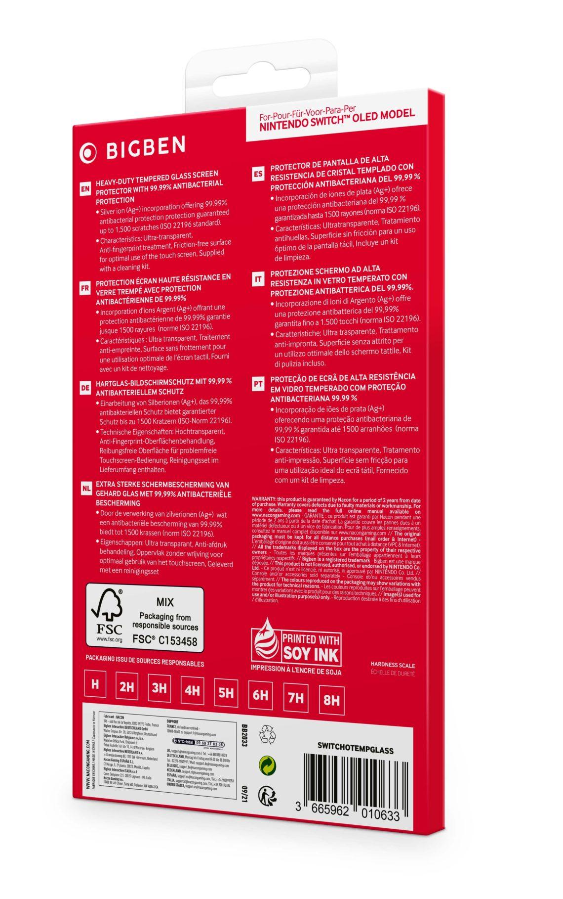 Bigben Tempered Glass Screen Protector - Switch OLED Nacon