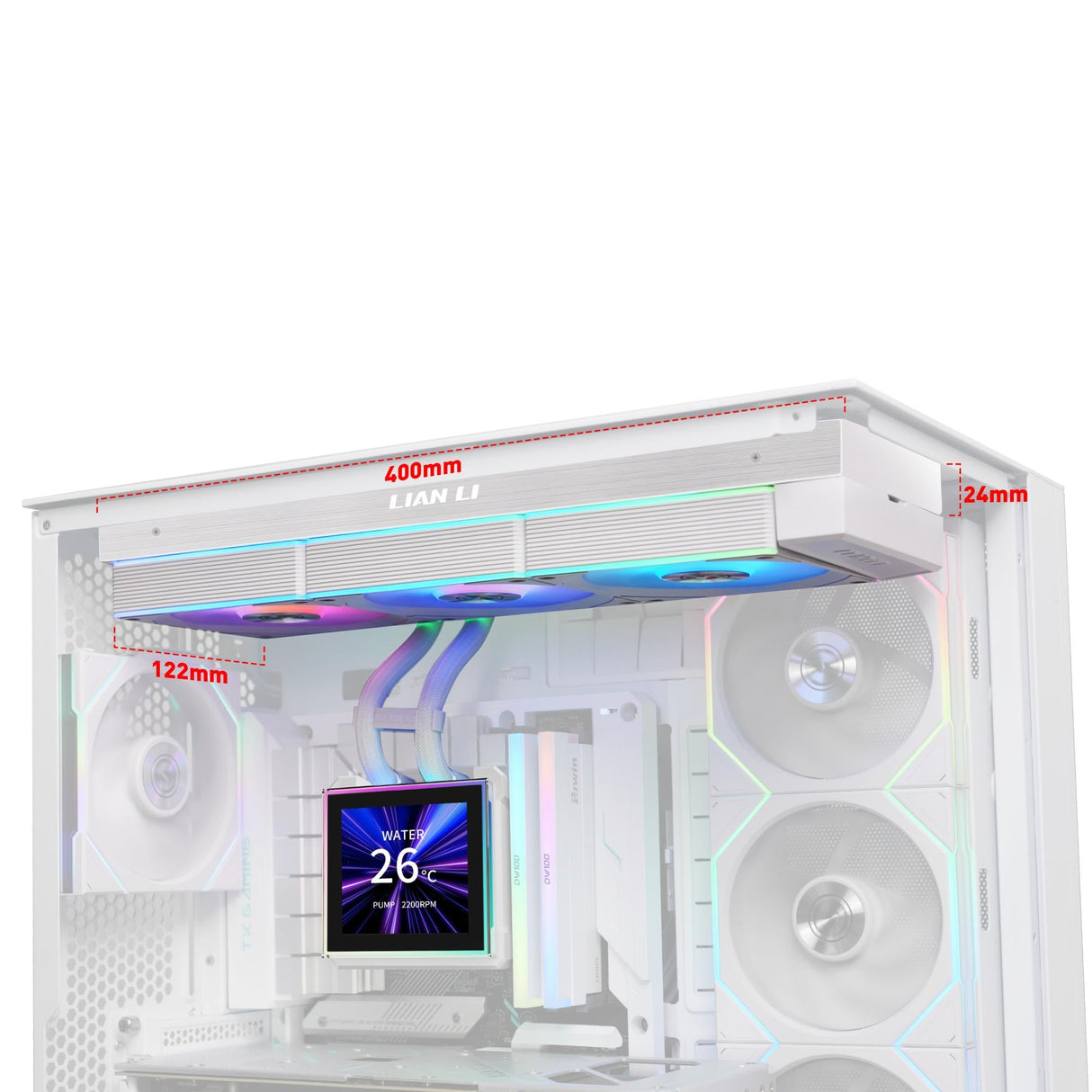 Lian Li Hydroshift II LCD-S, 360CL Wireless, White Lian Li