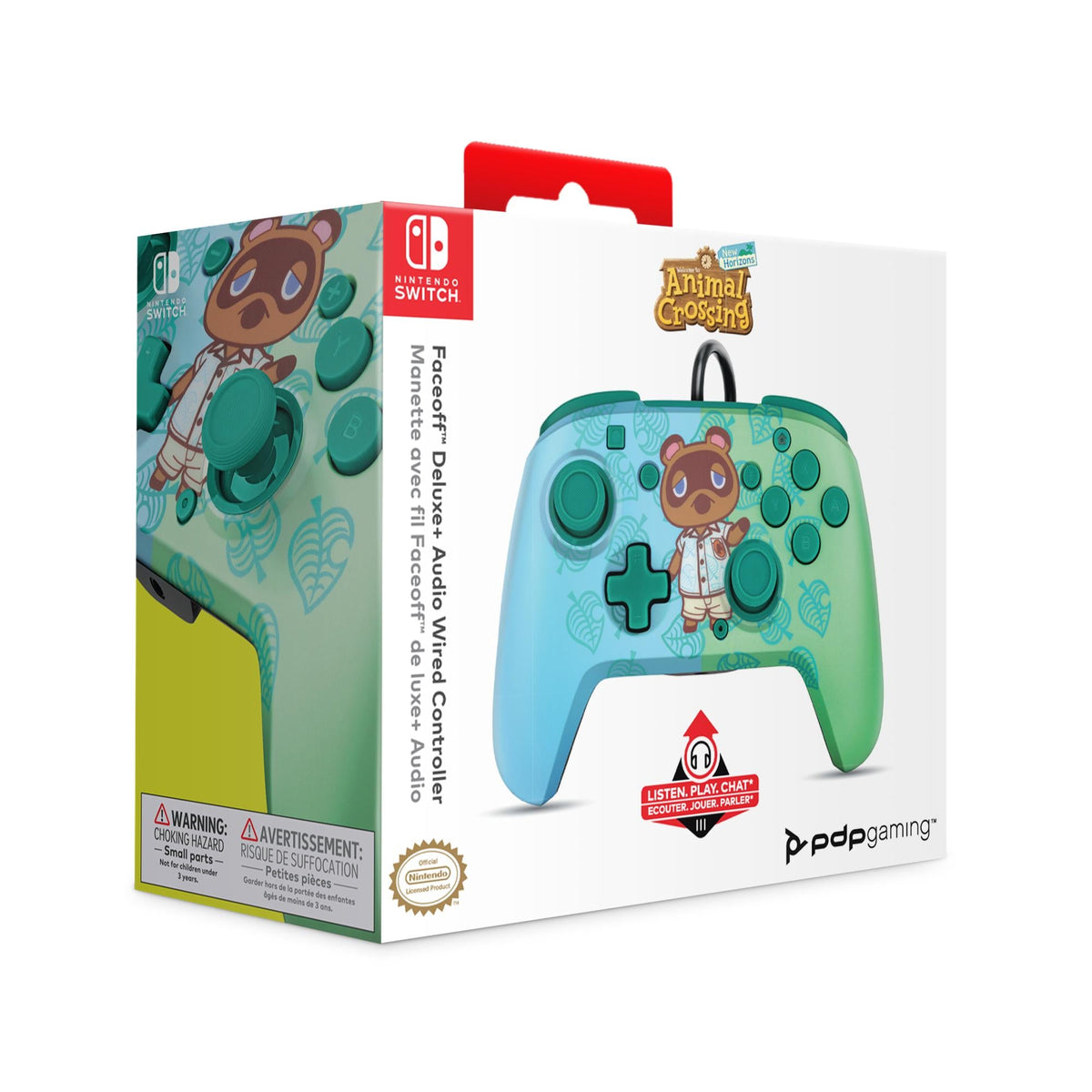 PDP Nintendo Switch Faceoff Deluxe Controller + Audio - Animal Crossing PDP