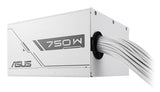 ASUS PRIME-750B-WHITE – sidepanel og faste kabler set skråt