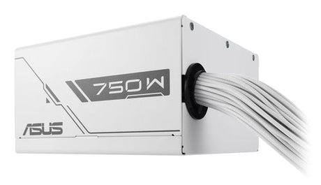 ASUS PRIME-750B-WHITE – sidepanel og faste kabler set skråt