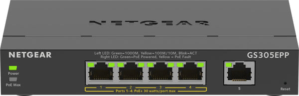 NETGEAR GS305EPP – 5-port Gigabit PoE+ Plus-switch, 120 W