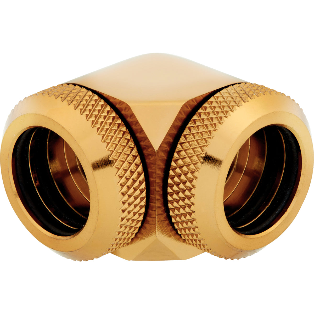 CORSAIR Hydro X Series XF Hardline 90° 14mm OD Winkelanschluss für Flüssigkeitskühlsysteme, 2er-Pack, Gold