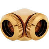 CORSAIR Hydro X Series XF Hardline 90° 14mm OD Winkelanschluss für Flüssigkeitskühlsysteme, 2er-Pack, Gold