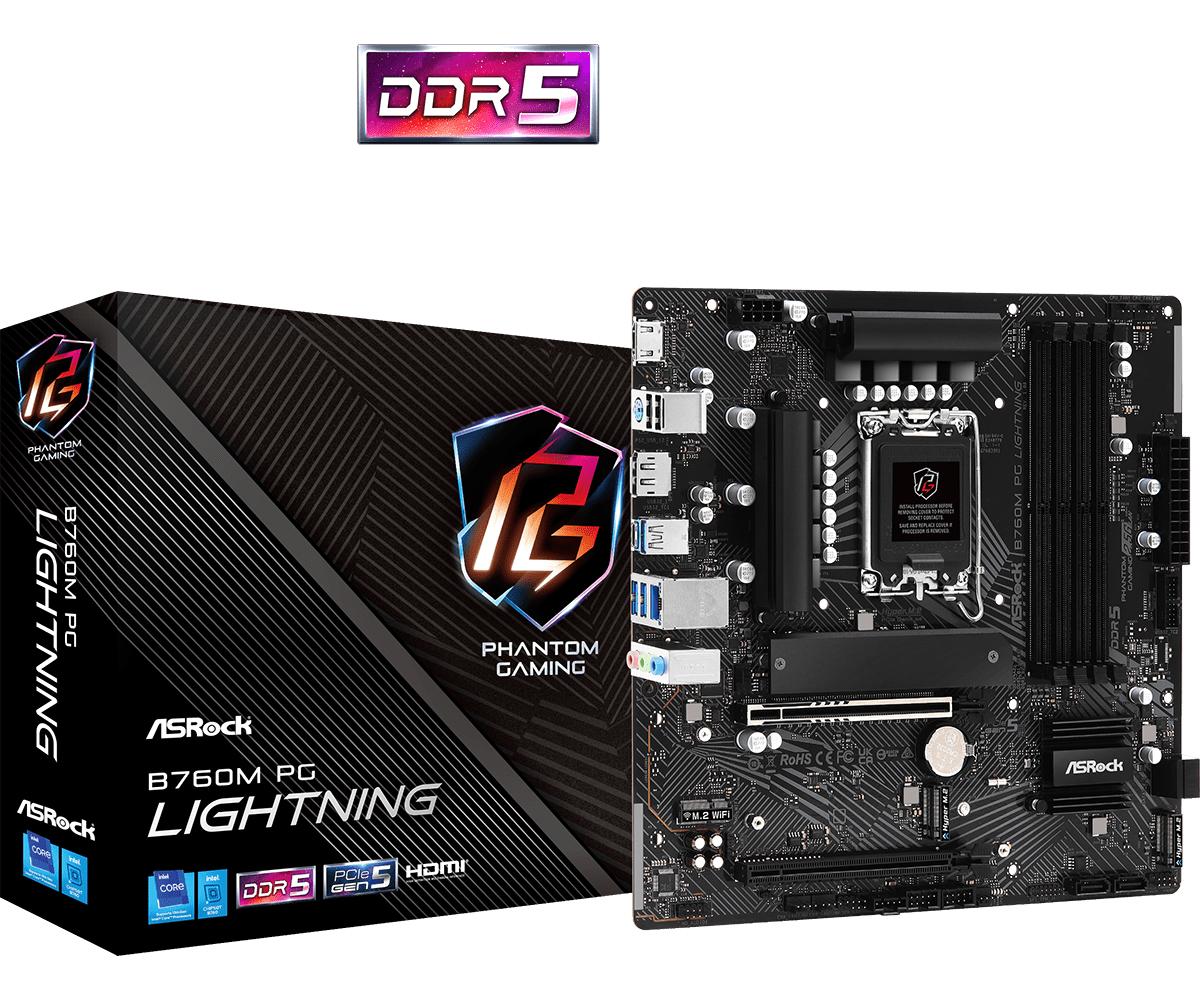 ASRock B760M PG LIGHTNING Micro-ATX LGA1700  Intel B760 ASRock