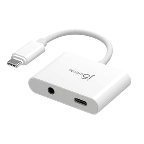 j5create JCA122-N – USB-C til 3,5 mm lyd med PD – Adapter med USB-C og jackstik