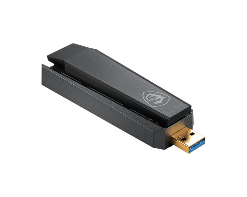 MSI AX1800 – Wi-Fi 6 USB-adapter med holder – adapter med antenne foldet ned
