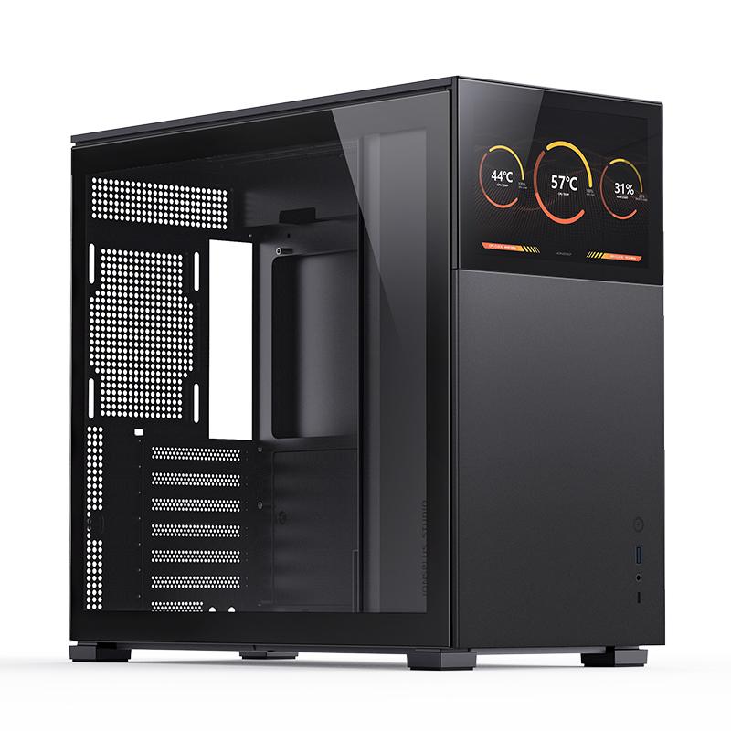 Jonsbo D41 Screen ATX Case, Tempered Glass - Sort