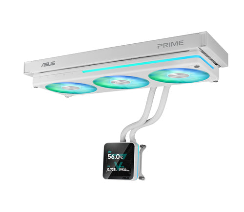 ASUS PRIME SLC II 360 ARGB LCD WHT – set ovenfra