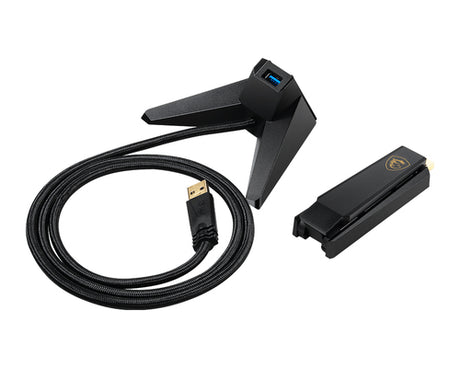 MSI AXE5400 adapter, holder og USB-kabel