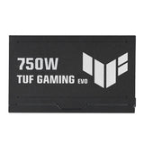 ASUS TUF Gaming 750W Gold EVO – side med 750W- og TUF-mærkning