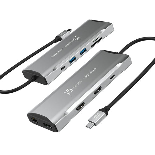 j5create JCD397-N – USB-C mini-dock til tre skærme – To vinkler af docken