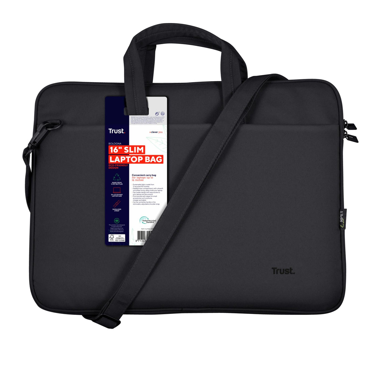TRUST BOLOGNA LAPTOP BAG 16 ECO BLACK TRUST
