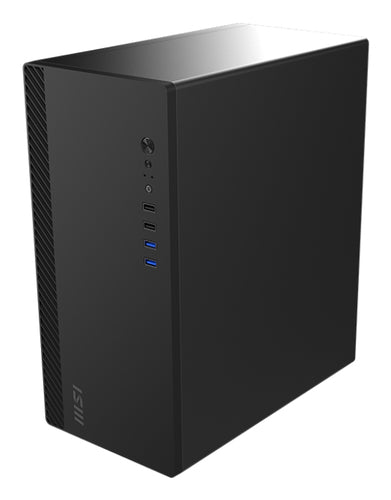 MSI PRO SHIELD M100P – sort PC-kabinet – kabinet set fra modsatte side