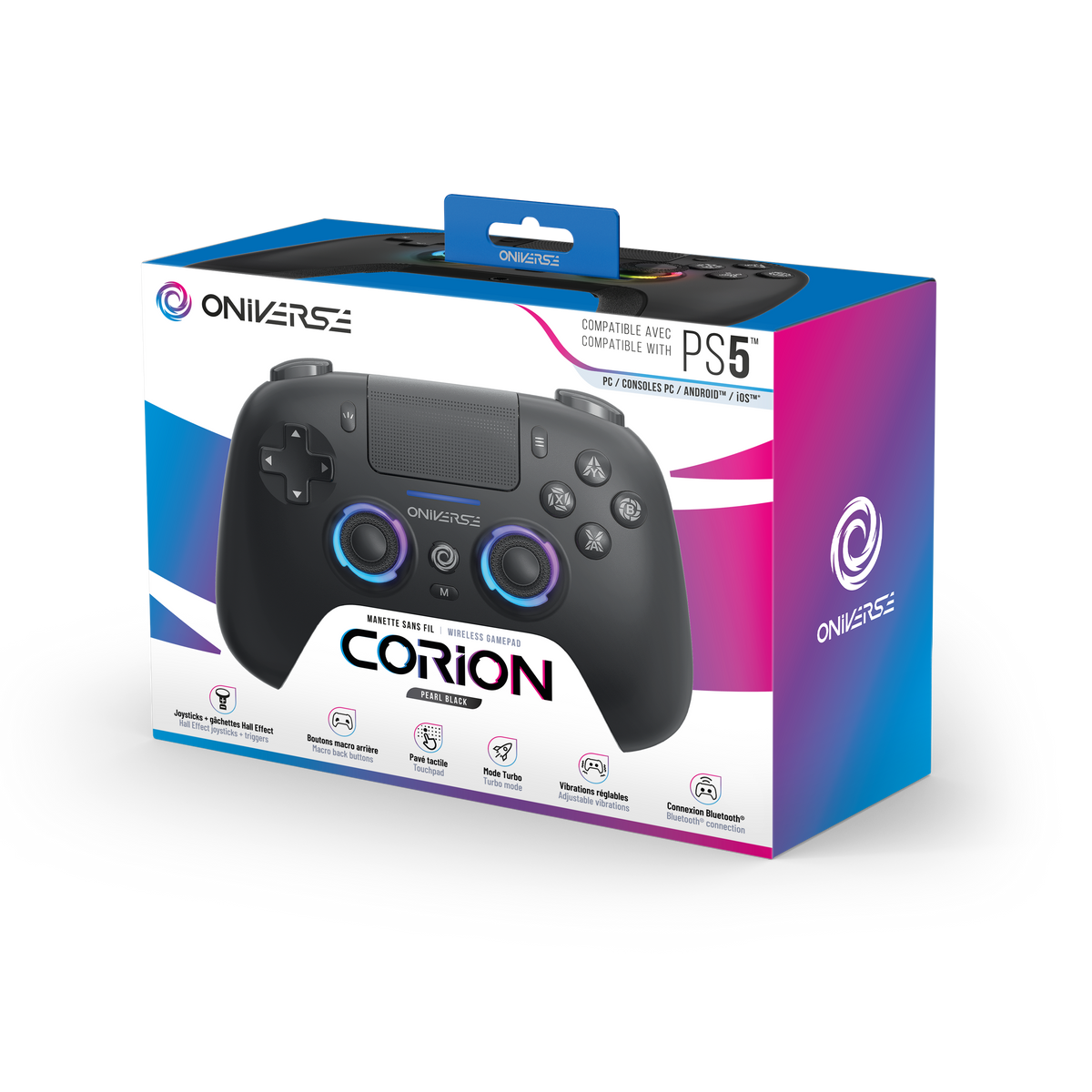 Oniverse Corion Bluetooth-controller til PS5 – Pearl Black – billede 2