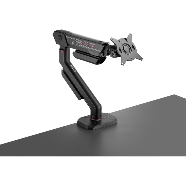 ASUS ROG Ergo AAS01R skærmarm – monteret på bord med VESA-beslag