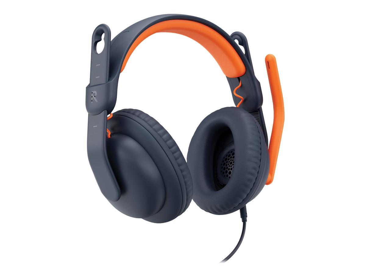 Logitech Zone Learn Wired Over-Ear Headset for Learners, USB-C Kabling Hovedtelefoner Sort Orange Logitech