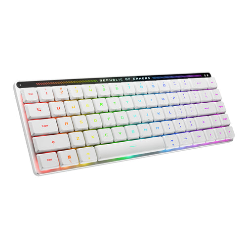 ASUS ROG Falchion RX – tastatur set fra modsat skrå vinkel – layoutillustration