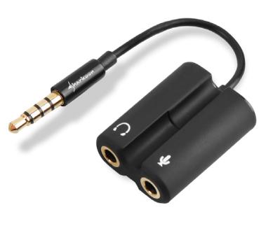 Sharkoon PMP35 headsetadapter – 2 × 3,5 mm til TRRS, 12 cm