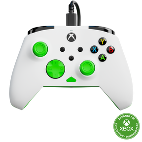 Turtle Beach Rematch Core Wired – Xbox/PC, hvid/grøn – Hvid/grøn controller med Xbox-logo