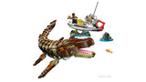 LEGO Jurassic World 76974 – Bådmission: Klodsbygget mosasaur – mosasaur og båd på klodsbyggede rev