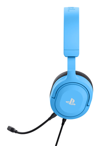 Trust GXT 498B Forta – blåt gamingheadset til PS5 og PS4 – set fra siden