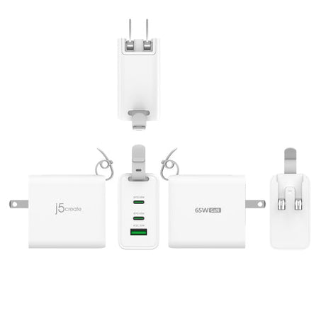 j5create – 65 W GaN USB-rejseoplader med stikadaptere – Oversigt over sider