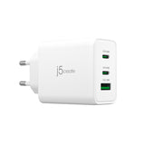 j5create 65 W GaN-oplader – 2×USB-C og USB-A – EU – Oplader og EU-stik