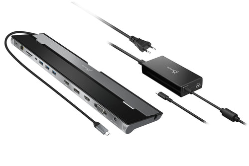 j5create JCD543P – dock til tre skærme med 100 W oplader – Dock med medfølgende strømforsyning