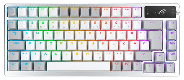 ASUS ROG AZOTH MOONLIGHT WHITE 75% Wireless DIY Custom RGB Gaming Keyboard, NX Red Switches, OLED Display, PBT