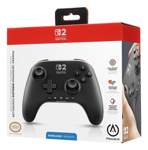 PowerA Advantage Wireless Controller Nintendo Switch 2 Sort – Emballage forfra