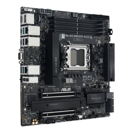 ASUS Pro WS B850M-ACE SE – bundkort set skråt fra siden