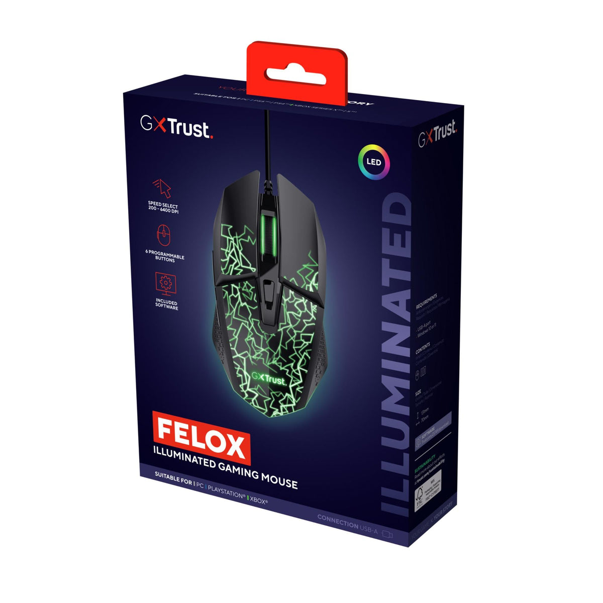 TRUST GXT113 FELOX LED GAMING MOUSE TRUST