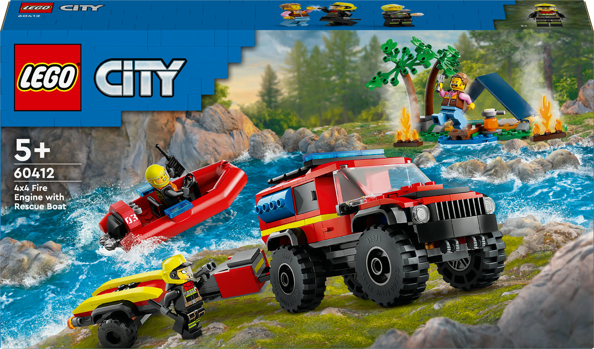 LEGO 60412 City fire off-road vehicle with rescue boat, construction toy LEGO