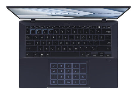 ASUS ExpertBook B9 OLED B9403CVAR-PP1735X – taster og arbejdsflade set ovenfra; tastaturlayout illustrativt